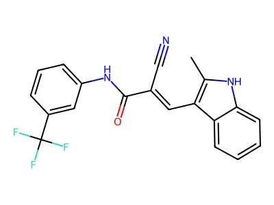 (E)-2-cyano-3-(2-methyl-1H-indol-3-yl)-N-[3-(trifluoromethyl)phenyl]prop-2-enamide structure