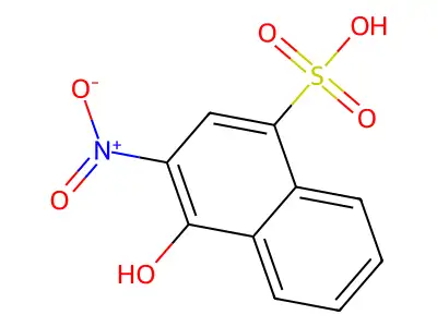 4-Hydroxy-3-nitronaphthalene-1-sulphonic acid structure