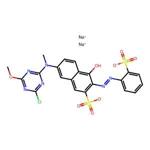 2-Naphthalenesulfonic acid, 7-((4-chloro-6-methoxy-1,3,5-triazin-2-yl)methylamino)-4-hydroxy-3-((2-sulfophenyl)azo)-, disodium salt structure