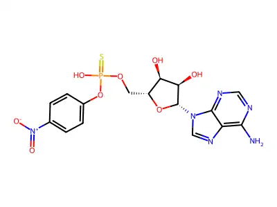 Adenosine 5'-O-phosphorothioate O-4-nitrophenyl ester structure