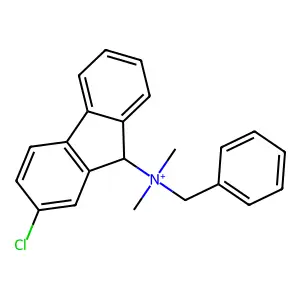 benzyl-(2-chloro-9H-fluoren-9-yl)-dimethylazanium structure