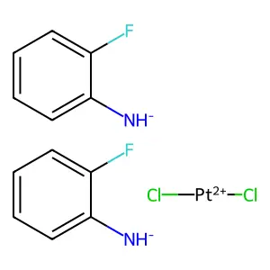 Dichloroplatinum(2+);bis((2-fluorophenyl)azanide) structure
