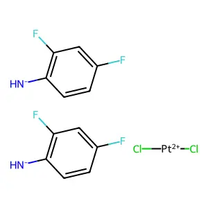 Dichloroplatinum(2+);bis((2,4-difluorophenyl)azanide) structure