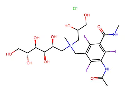 D-Glucammonium, N-(3-acetamido-5-(methylcarbamoyl)-2,4,6-triiodobenzyl)-N-(2,3-dihydroxypropyl)-N-methyl-, chloride structure