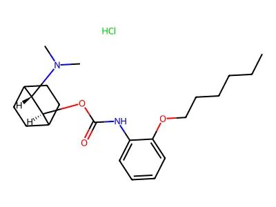 Carbamic acid, (2-(hexyloxy)phenyl)-, 3-(dimethylamino)bicyclo(2.2.2)oct-2-yl ester, monohydrochloride, trans- structure