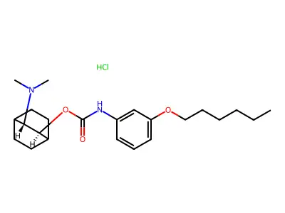 Carbamic acid, (3-(hexyloxy)phenyl)-, 3-(dimethylamino)bicyclo(2.2.2)oct-2-yl ester, monohydrochloride, trans- structure