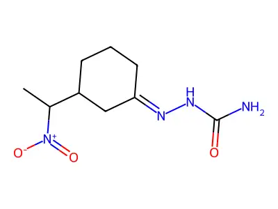 [[3-(1-Nitroethyl)cyclohexylidene]amino]urea structure