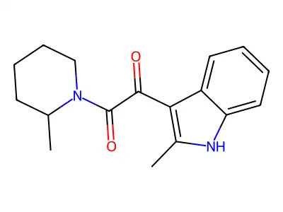 Piperidine, 2-methyl-1-((2-methyl-1H-indol-3-yl)oxoacetyl)- structure