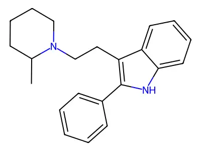 1H-Indole, 3-(2-(2-methyl-1-piperidinyl)ethyl)-2-phenyl- structure