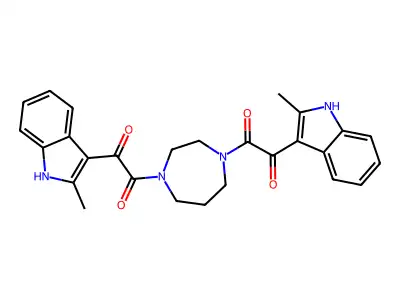 1H-1,4-Diazepine, hexahydro-1,4-bis((2-methyl-1H-indol-3-yl)oxoacetyl)- structure