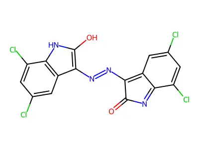 5,7-dichloro-3-[2-(5,7-dichloro-2-oxo-indol-3-yl)hydrazinyl]indol-2-one structure