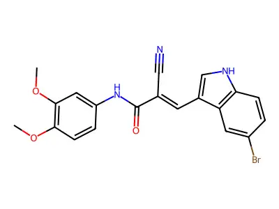 3-(5-bromo-1H-indol-3-yl)-2-cyano-N-(3,4-dimethoxyphenyl)prop-2-enamide structure