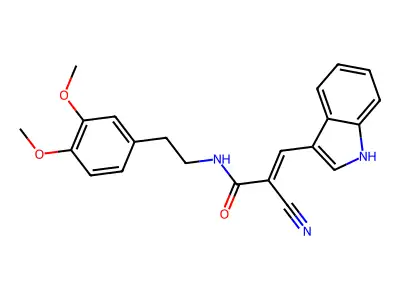 2-cyano-N-[2-(3,4-dimethoxyphenyl)ethyl]-3-(1H-indol-3-yl)prop-2-enamide structure