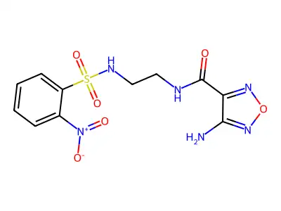 4-amino-N-[2-[(2-nitrophenyl)sulfonylamino]ethyl]-1,2,5-oxadiazole-3-carboxamide structure