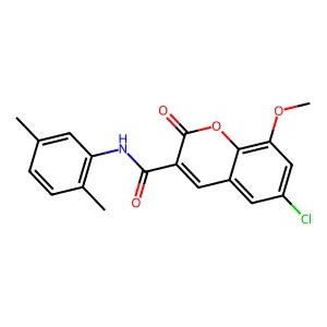 6-chloro-N-(2,5-dimethylphenyl)-8-methoxy-2-oxochromene-3-carboxamide structure