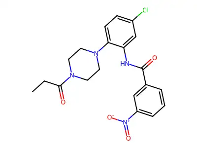 N-[5-chloro-2-(4-propanoylpiperazin-1-yl)phenyl]-3-nitrobenzamide structure