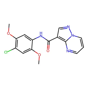 N-(4-chloro-2,5-dimethoxyphenyl)pyrazolo[1,5-a]pyrimidine-3-carboxamide structure