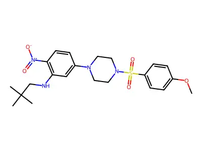 N-(2,2-dimethylpropyl)-5-[4-(4-methoxyphenyl)sulfonylpiperazin-1-yl]-2-nitroaniline structure