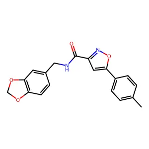 N-(1,3-benzodioxol-5-ylmethyl)-5-(4-methylphenyl)-3-isoxazolecarboxamide structure