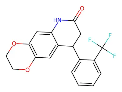 9-[2-(trifluoromethyl)phenyl]-3,6,8,9-tetrahydro-2H-[1,4]dioxino[2,3-g]quinolin-7-one structure