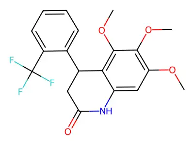 5,6,7-trimethoxy-4-[2-(trifluoromethyl)phenyl]-3,4-dihydroquinolin-2(1H)-one structure