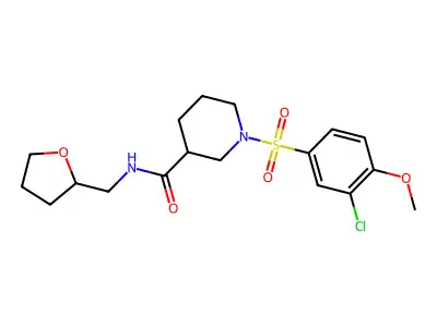 1-(3-chloro-4-methoxyphenyl)sulfonyl-N-(oxolan-2-ylmethyl)piperidine-3-carboxamide structure