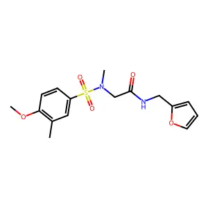 N-(furan-2-ylmethyl)-2-[(4-methoxy-3-methylphenyl)sulfonyl-methylamino]acetamide structure