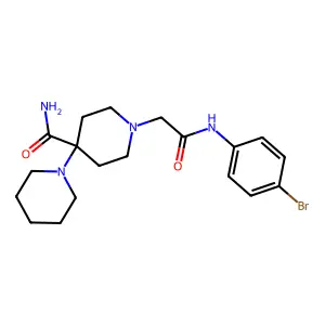 1-{[N-(4-bromophenyl)carbamoyl]methyl}-4-piperidylpiperidine-4-carboxamide structure