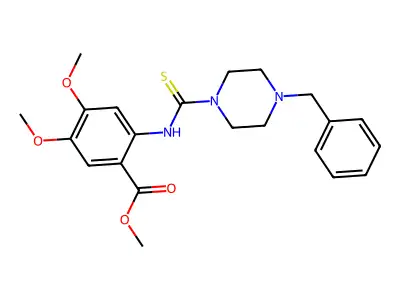 Methyl 4,5-dimethoxy-2-({[4-benzylpiperazinyl]thioxomethyl}amino)benzoate structure