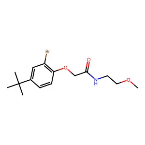 2-(2-bromo-4-tert-butylphenoxy)-N-(2-methoxyethyl)acetamide structure