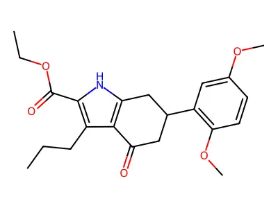 ethyl 6-(2,5-dimethoxyphenyl)-4-oxo-3-propyl-4,5,6,7-tetrahydro-1H-indole-2-carboxylate structure