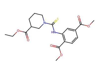 1,4-dimethyl 2-{[3-(ethoxycarbonyl)piperidine-1-carbothioyl]amino}benzene-1,4-dicarboxylate structure