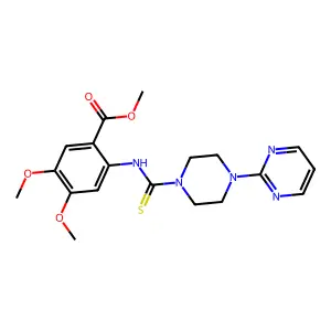Methyl 4,5-dimethoxy-2-(4-(pyrimidin-2-yl)piperazine-1-carbothioamido)benzoate structure
