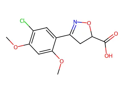 3-(5-Chloro-2,4-dimethoxyphenyl)-4,5-dihydroisoxazole-5-carboxylic acid structure