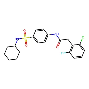 2-(2-chloro-6-fluorophenyl)-N-[4-(cyclohexylsulfamoyl)phenyl]acetamide structure