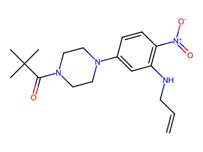 2,2-dimethyl-1-[4-[4-nitro-3-(prop-2-enylamino)phenyl]piperazin-1-yl]propan-1-one structure