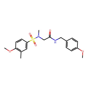 2-[(4-methoxy-3-methylphenyl)sulfonyl-methylamino]-N-[(4-methoxyphenyl)methyl]acetamide structure