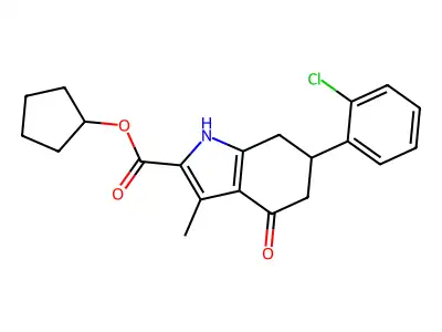 cyclopentyl 6-(2-chlorophenyl)-3-methyl-4-oxo-4,5,6,7-tetrahydro-1H-indole-2-carboxylate structure