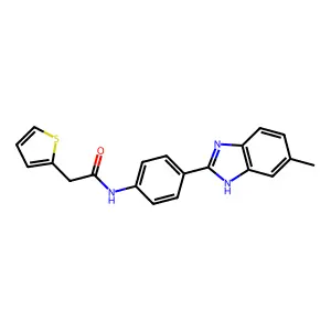 N-[4-(5-methyl-1H-benzimidazol-2-yl)phenyl]-2-(2-thienyl)acetamide structure