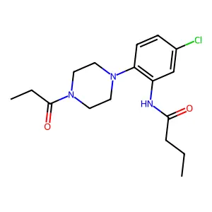 N-[5-chloro-2-(4-propanoylpiperazin-1-yl)phenyl]butanamide structure