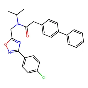 2-(biphenyl-4-yl)-N-{[3-(4-chlorophenyl)-1,2,4-oxadiazol-5-yl]methyl}-N-(propan-2-yl)acetamide structure
