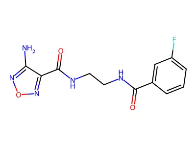 4-amino-N-[2-[(3-fluorobenzoyl)amino]ethyl]-1,2,5-oxadiazole-3-carboxamide structure