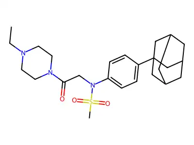 N-[4-(1-adamantyl)phenyl]-N-[2-(4-ethylpiperazin-1-yl)-2-oxoethyl]methanesulfonamide structure