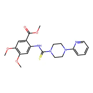 Methyl 4,5-dimethoxy-2-(4-(pyridin-2-yl)piperazine-1-carbothioamido)benzoate structure