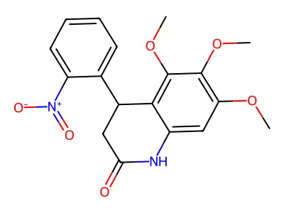 5,6,7-trimethoxy-4-(2-nitrophenyl)-3,4-dihydroquinolin-2(1H)-one structure