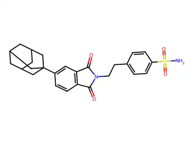4-[2-[5-(1-Adamantyl)-1,3-dioxoisoindol-2-yl]ethyl]benzenesulfonamide structure