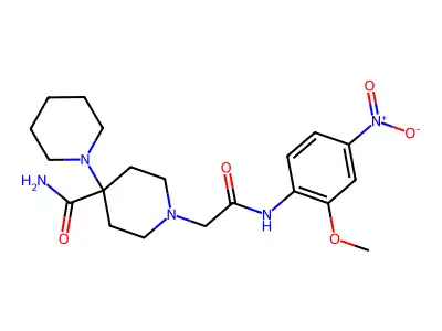 1'-{2-[(2-methoxy-4-nitrophenyl)amino]-2-oxoethyl}-1,4'-bipiperidine-4'-carboxamide structure