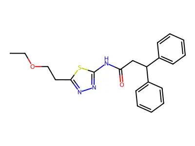 N-[5-(2-ethoxyethyl)-1,3,4-thiadiazol-2-yl]-3,3-diphenylpropanamide structure