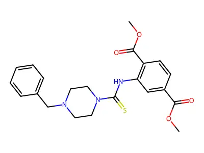 Dimethyl 2-(4-benzylpiperazine-1-carbothioamido)terephthalate structure