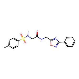 2-[methyl-(4-methylphenyl)sulfonylamino]-N-[(3-phenyl-1,2,4-oxadiazol-5-yl)methyl]acetamide structure